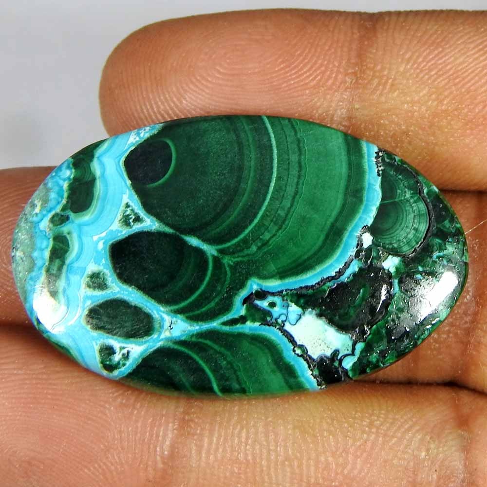 54.90Cts100%Natural Green Malachite Chrysocolla Oval Cabochon Gemstone
