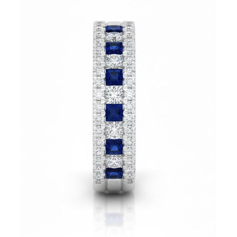 Natural Real ( Not Lab Grown ) Comfort Fit Eternity Band 3 Ct Accented Blue
