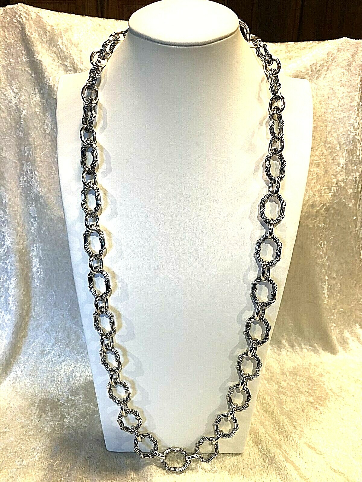 PETER THOMAS ROTH SIGNATURE CLASSIC OVAL LINK NECKLACE STERLING 36″(M1583-1120