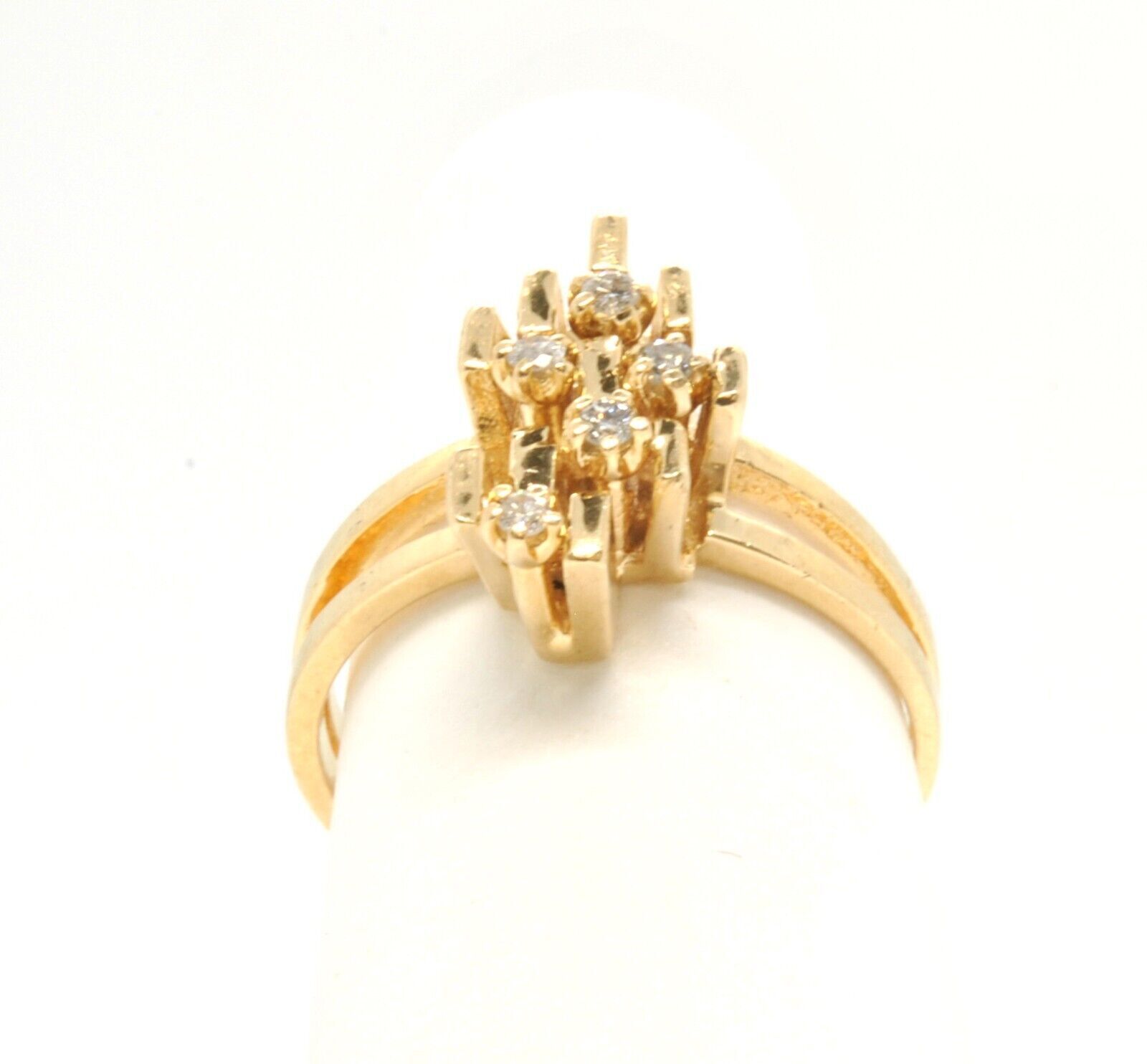 14k Yellow Gold Diamond Geometrical Cluster Right Hand Ring Size 5-1/2 Estate