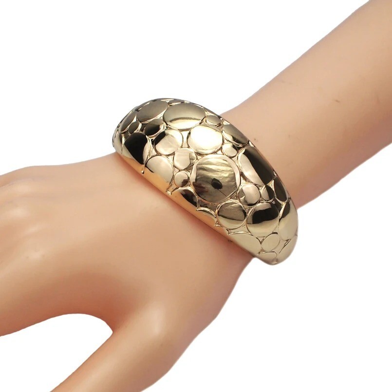 Women Big Bangle Bracelet Statement Cuff Bracelets Punk Rough Surface Jewelry