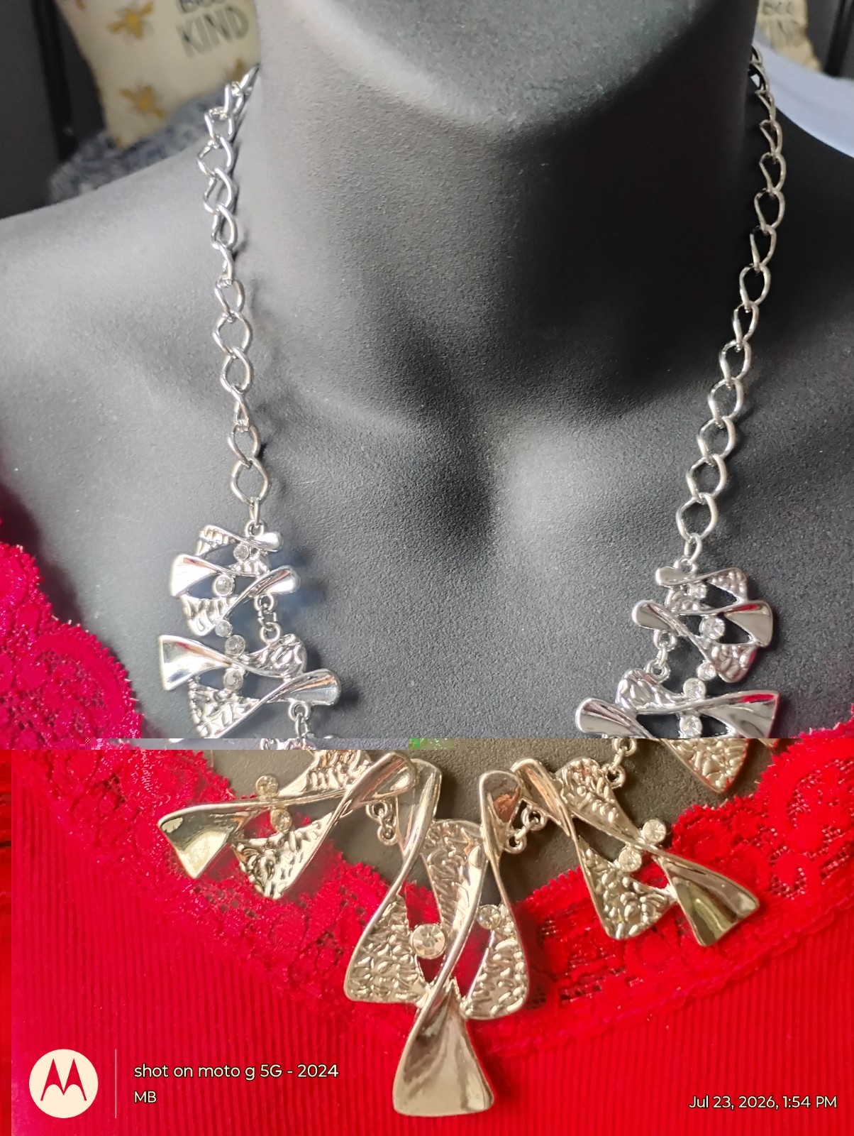 Paparazzi Silver Tone Statement Necklace & Drop Dangle Earrings Set