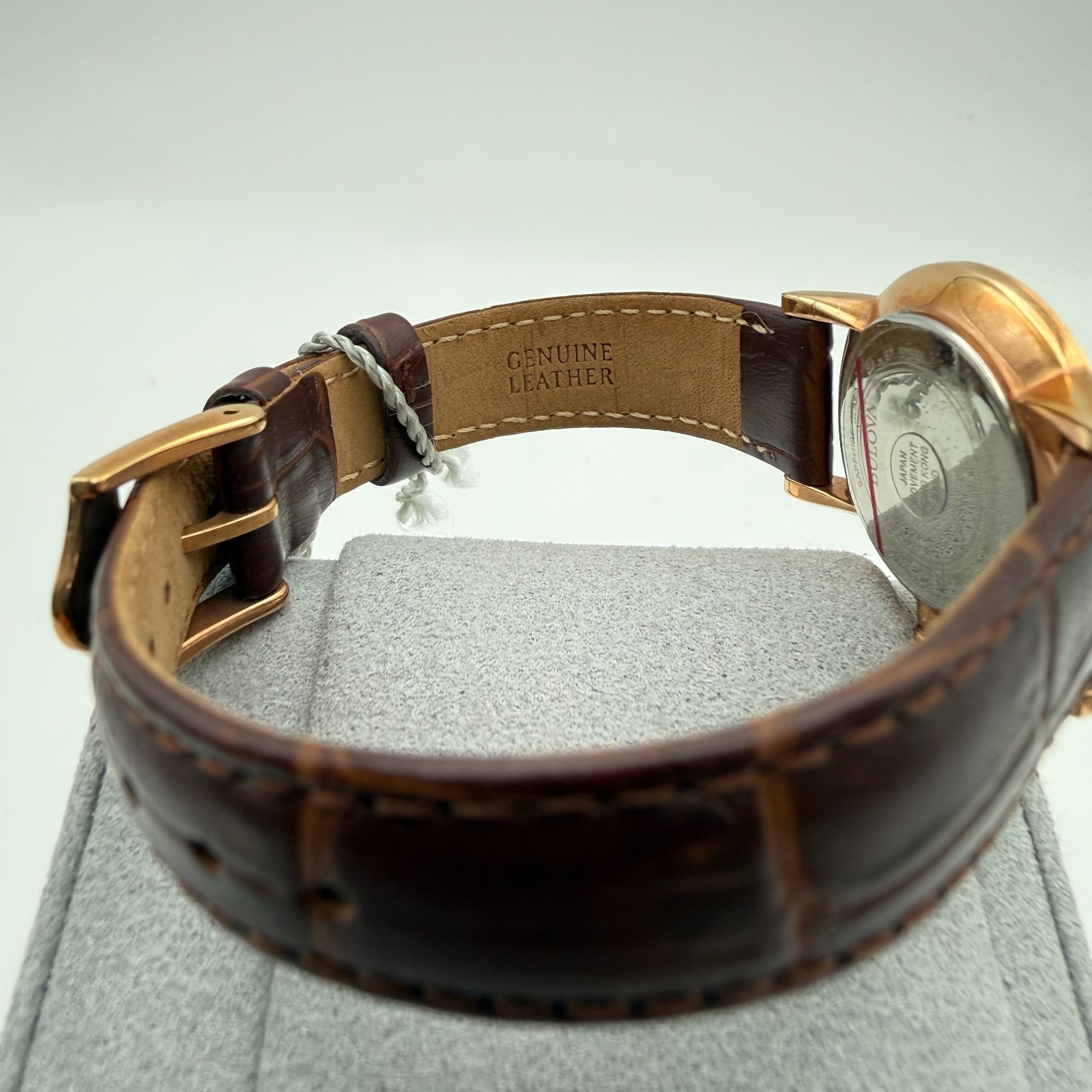Bulova 97P105 Women’s Quartz Diamond Accents Gold Brown Leather 27mm Watch NEW