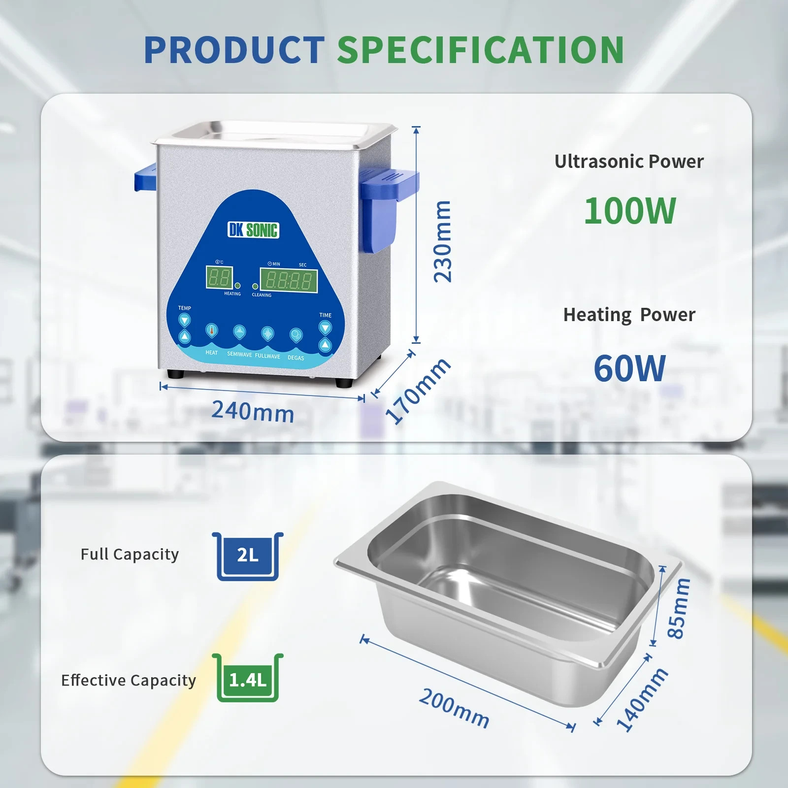 DK SONIC ULTRASONIC CLEANER 2L MODEL: DK-210S