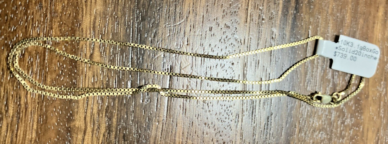 10kt Real Solid Gold Box Chain 3.1grams 20” 10K GND Brand New with Retail Tag