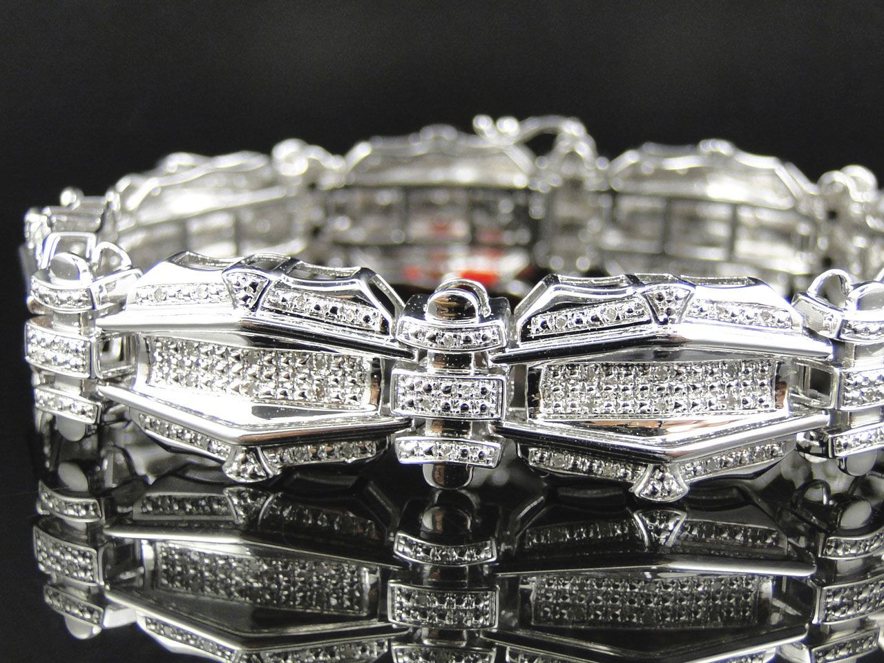 9.00 Ctw Round Cut Real Moissanite Tennis Men’s Bracelet 14k White Gold Plated
