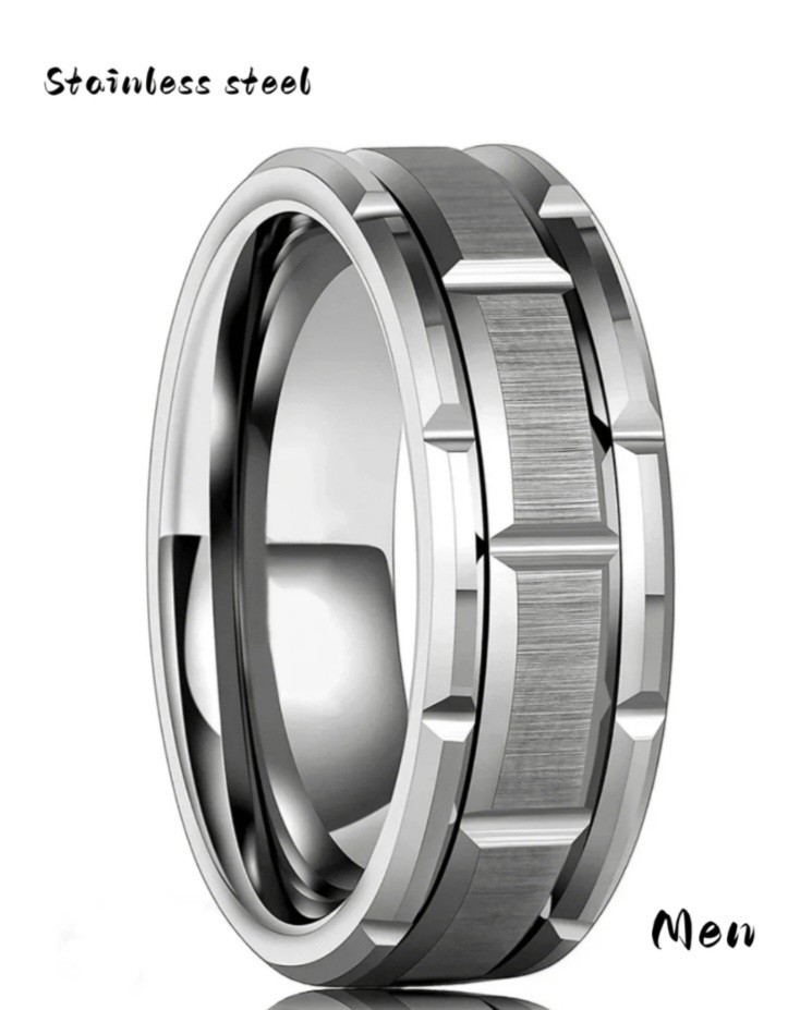 Couples Wedding Ring Set. Stainlesss Steel/Simulated Silver Tone 9,10,11,12,13