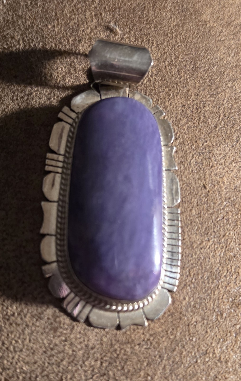 Beautiful Large Navajo Sterling Silver Sugilite Pendant by Kay Yazzie