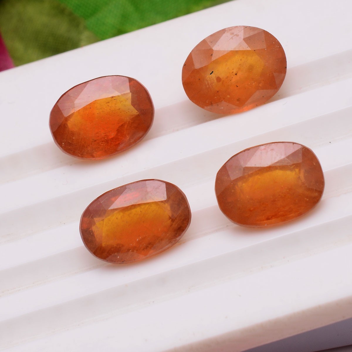 Set Of 4 Pcs Natural Yellow Sapphire 12.36mm-12.74mm Oval Cut Loose Gemstones