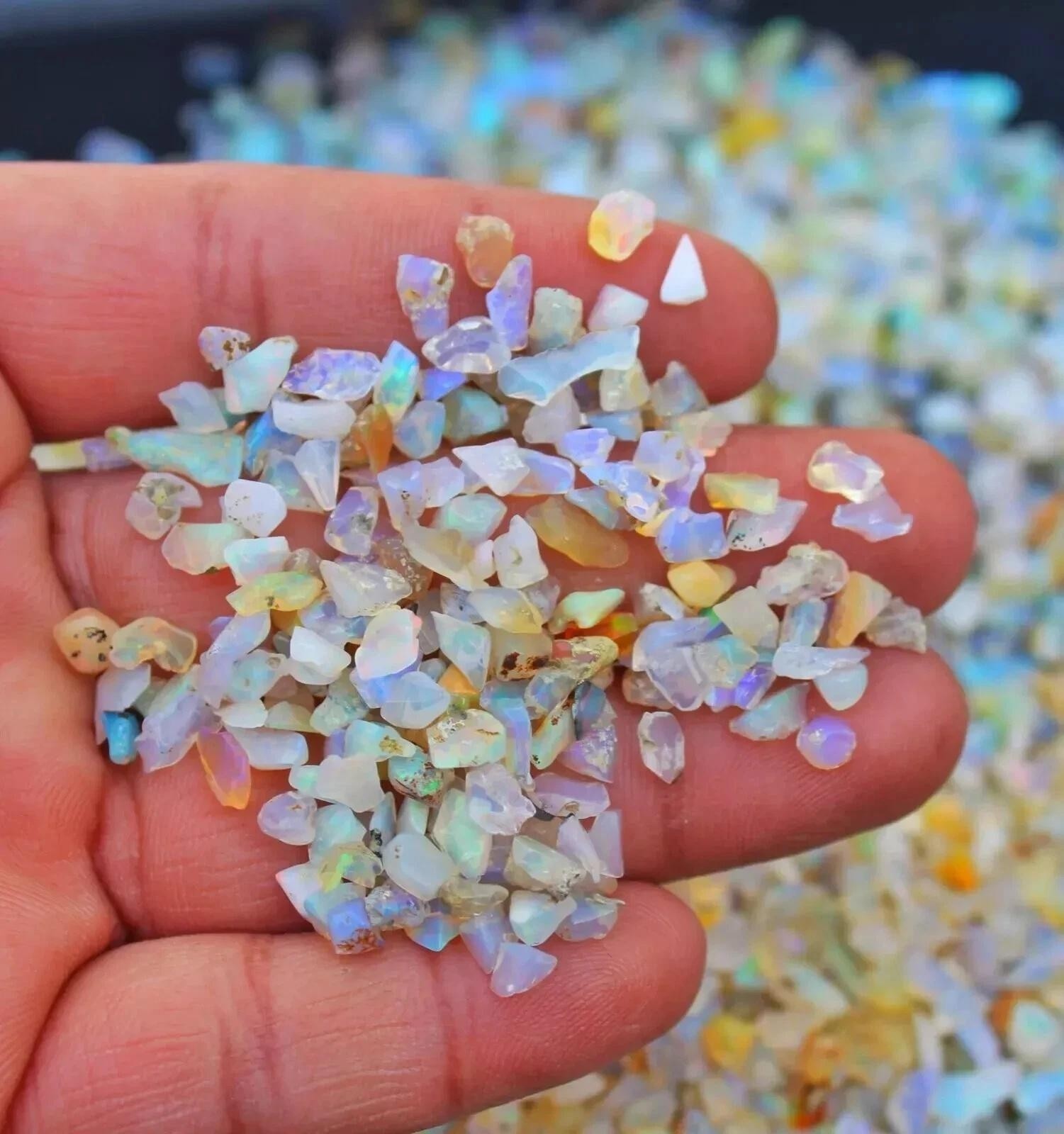 AAA Ethiopian Welo Opal Rough 200 Pcs Lot 3-5mm Natural Multi Fire Stones