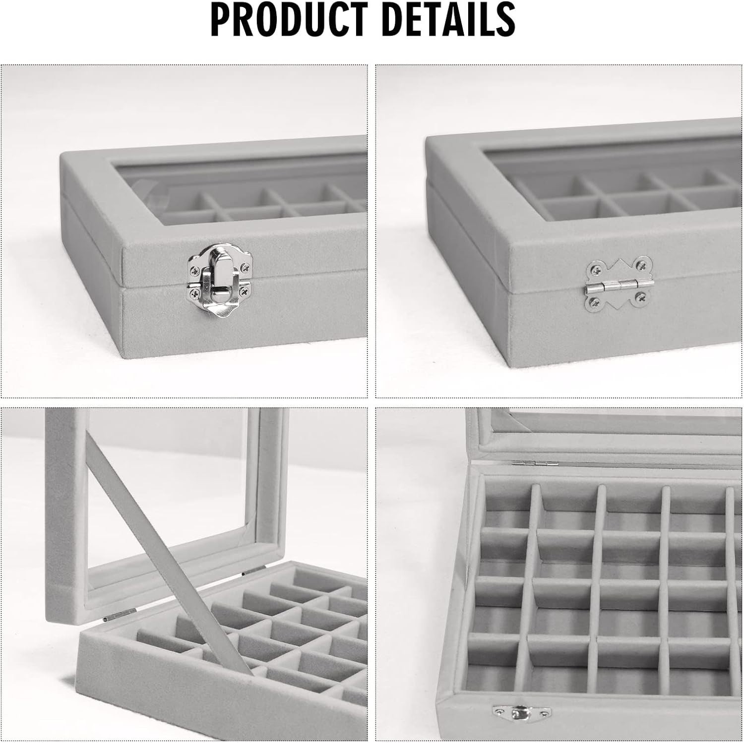 Chic 24-Grid Jewelry Organizer with Removable Partitions – Travel-Friendly