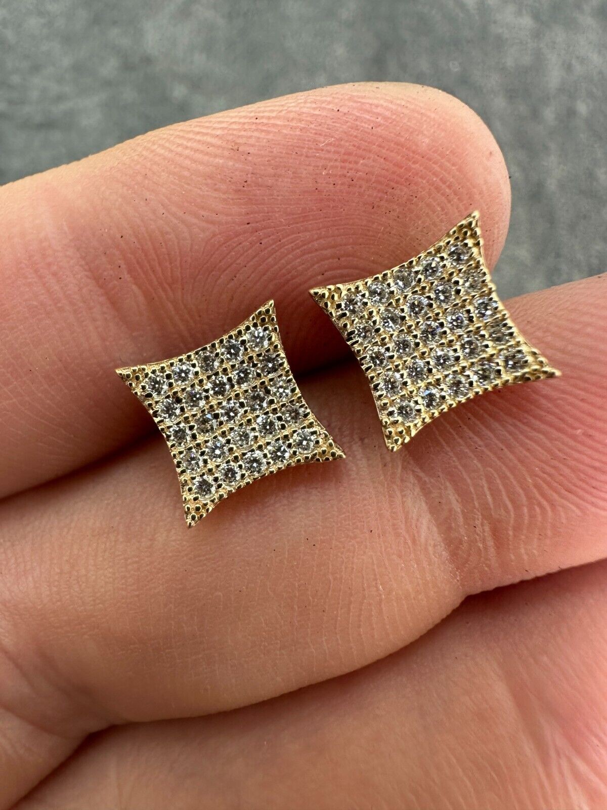 0.43ct VVS Real Diamond Men’s Solid 14k Yellow Gold Iced Hip Hop Kite Earrings