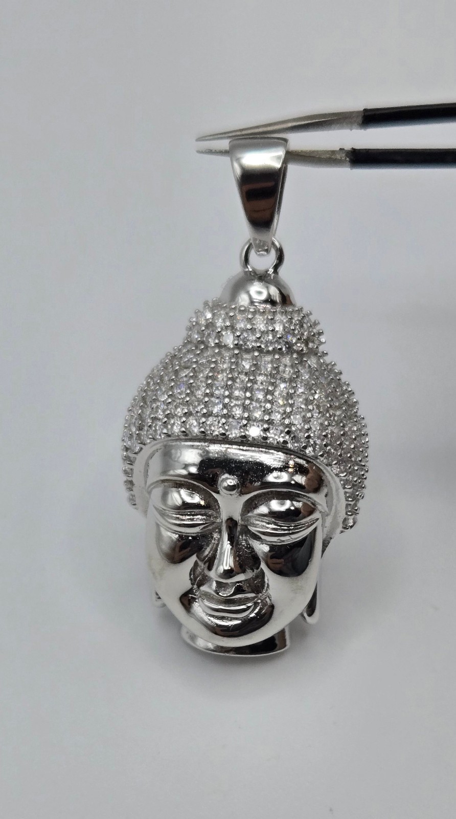 NEW Solid 925 Sterling Silver Buddha Meditation Pendant 4.0CTW MOISSANITE, USA