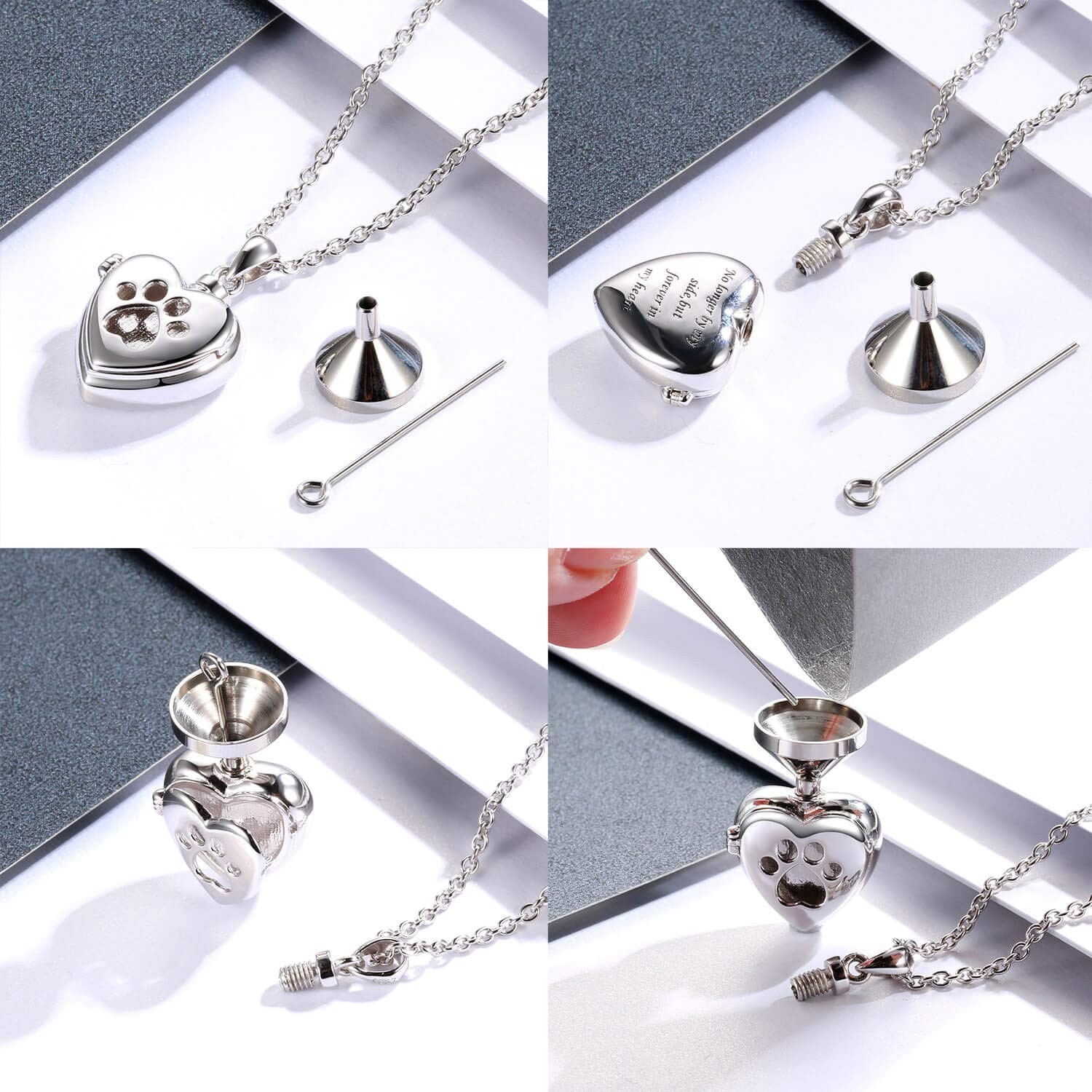Sterling Silver Pet Ash Cremation Jewelry – Memorial Urn Pendant Necklace for Do