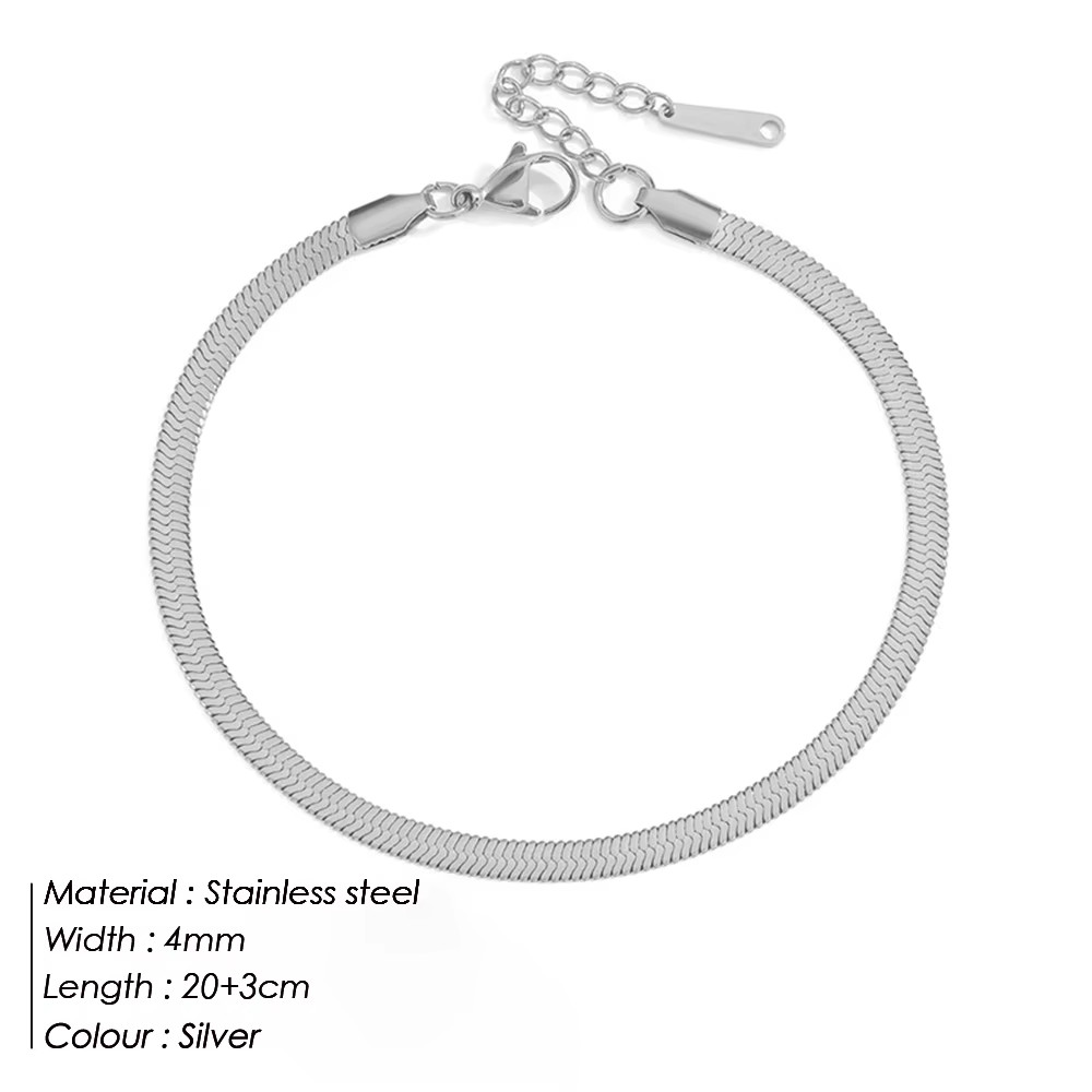 Emanco 4MM Snake Chain Anklet Womens/Girls Beach Chain Stainless Steel Anklet Gi