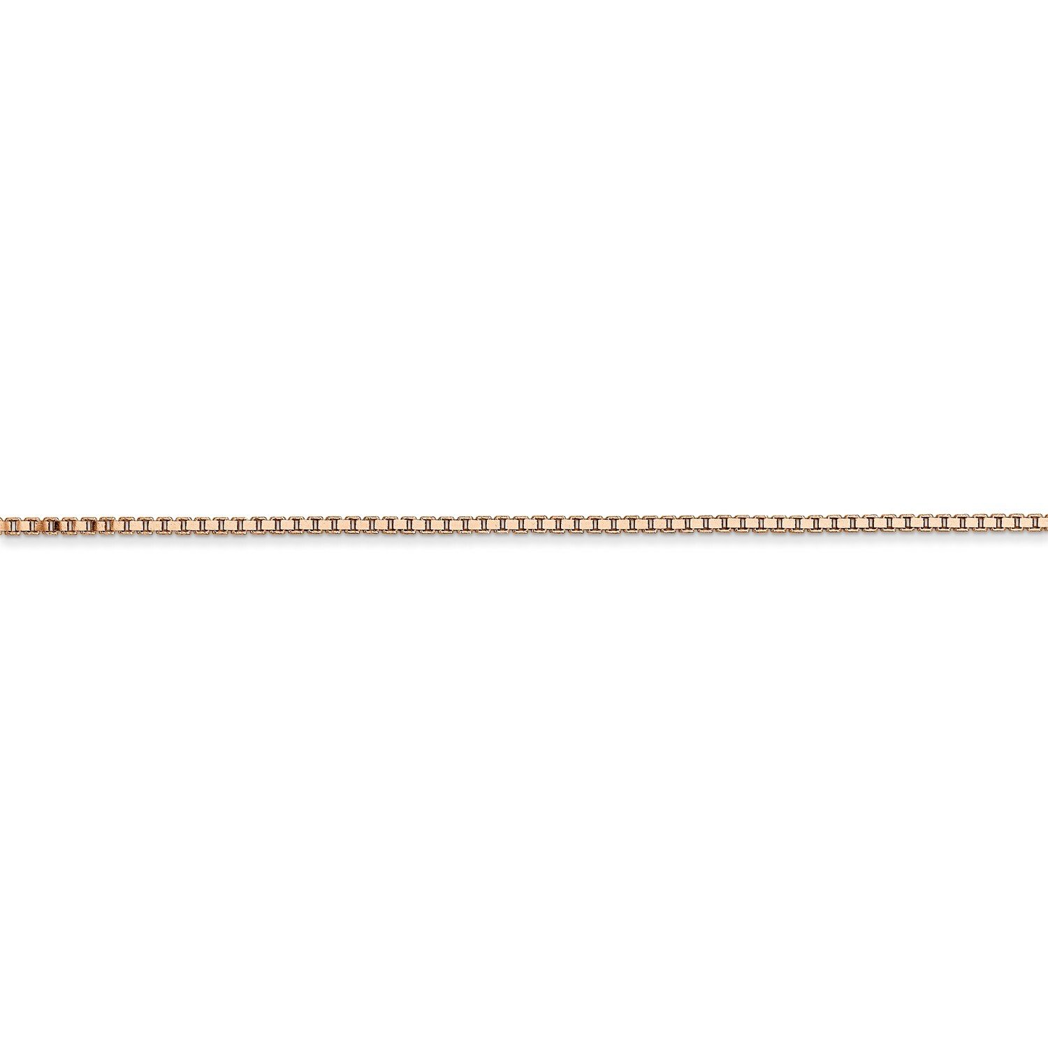 14k Rose Gold 1.1mm Solid Plain Box Link Chain w/ Lobster Clasp 16″ – 30″