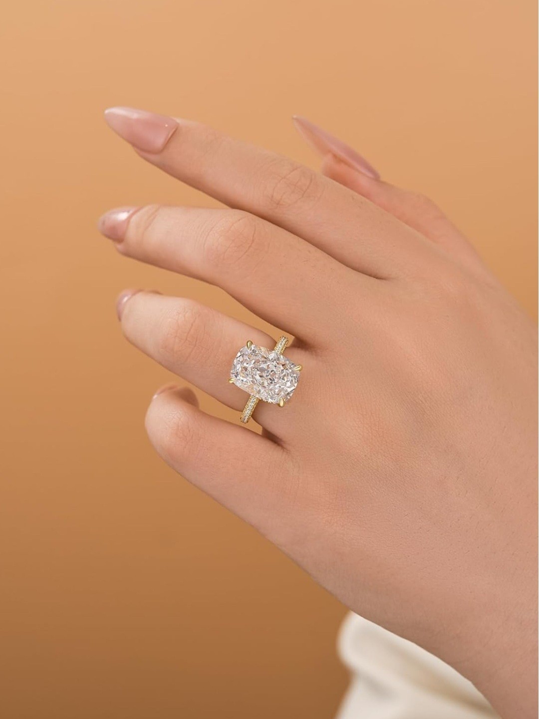 Rodiffy 7 CT. Elongated Cushion Cut CZ. Size. 6 S925 Sterling Silver