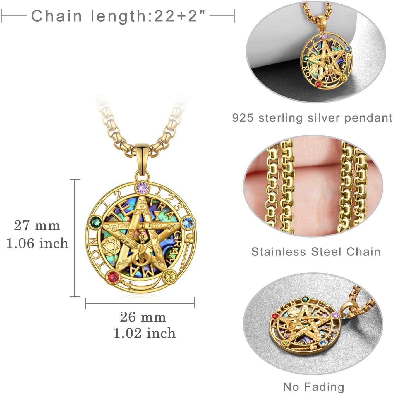 Stylish Sterling Silver Pentagram Necklace, Ideal for Protection and Balance