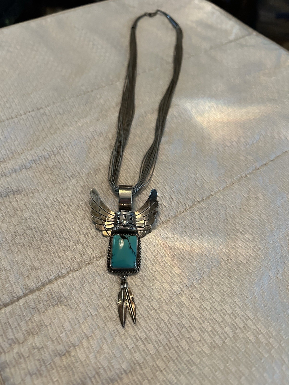 Rocki Gorman Gary G Sanchez Turquoise Katchina Sterling Pendant Neckace Signed