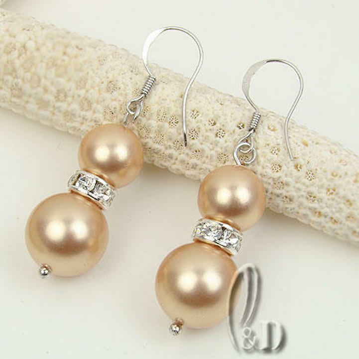 AU STOCK CHIC GOTG LARGE MULTIPLE COLOUR SEA SHELL PEARLS SILVER EARRINGS EA013