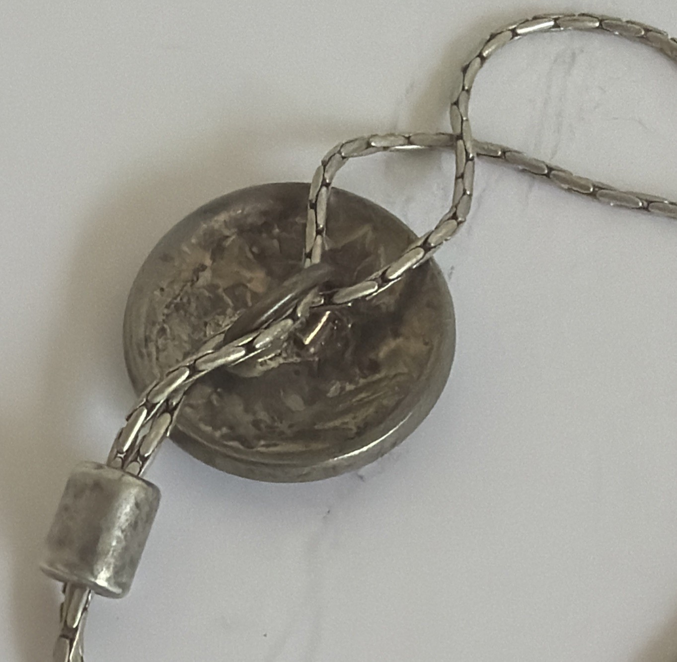 Vintage Buffalo Nickle Silver Southwestern Bolo Slide Necklace 19.5”