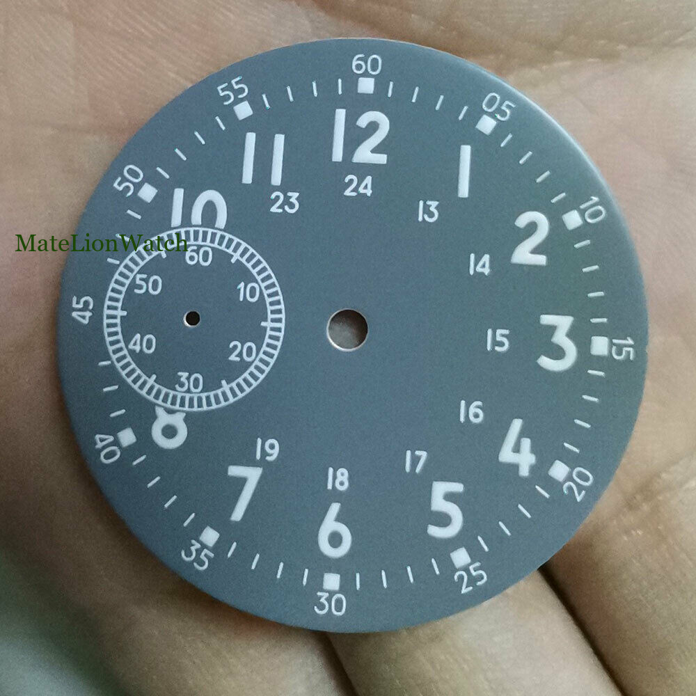 Fit For ETA6497 6498 ST3600 3620 39mm Gray Watch Dial+Hands Green Luminous