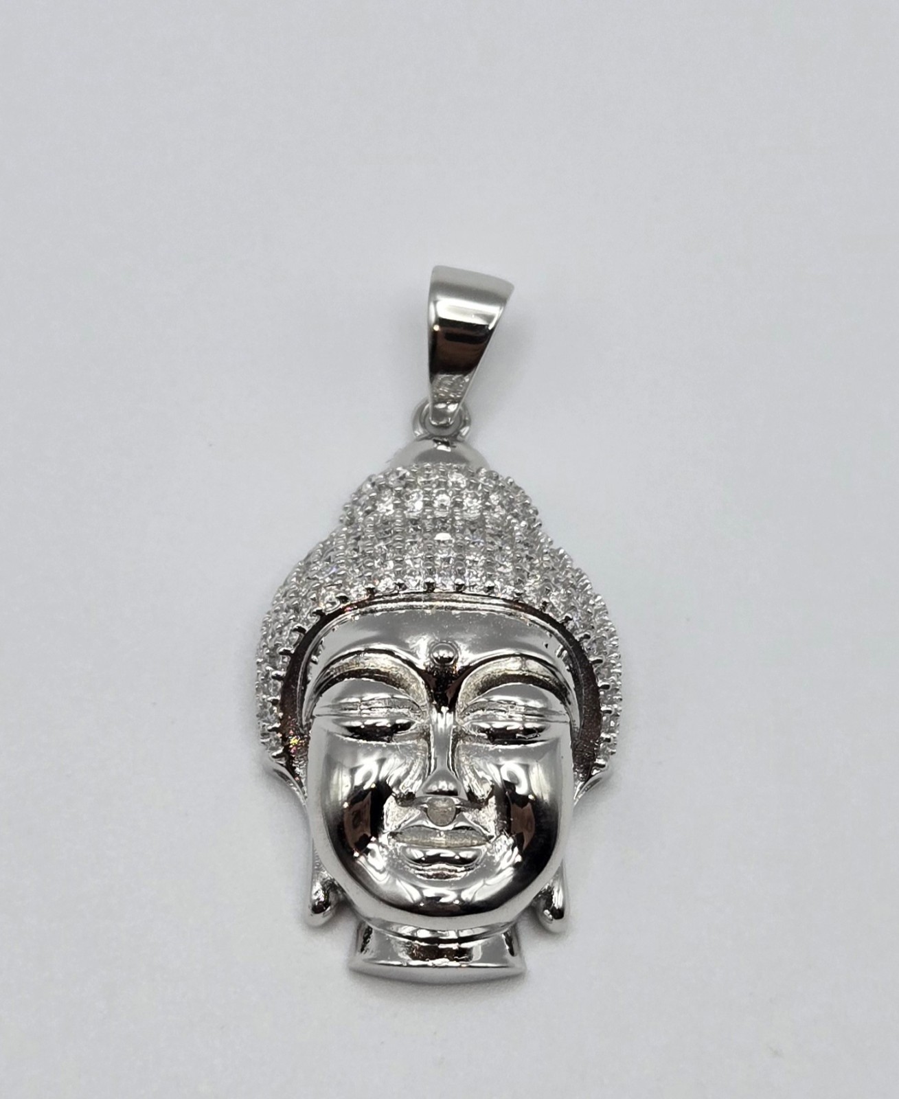 NEW Solid 925 Sterling Silver Buddha Meditation Pendant 4.0CTW MOISSANITE, USA