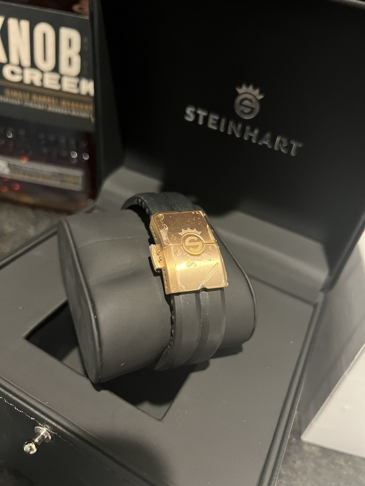 Steinhart Ocean One PINK GOLD 42mm Black Silicone Auto Swiss Dive Watch 103-0893