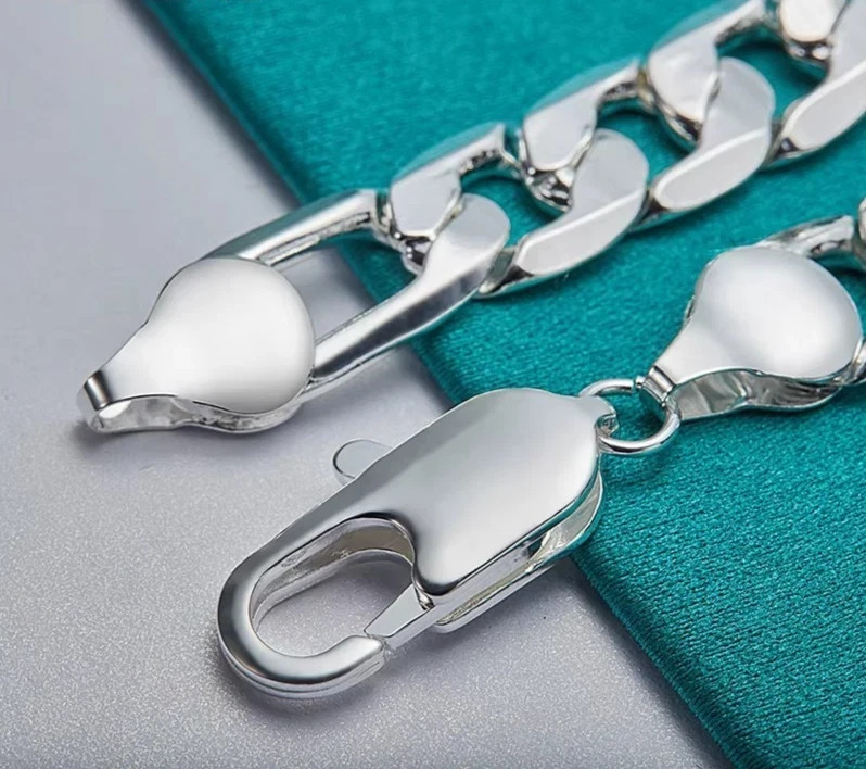 20cm Sterling Silver Bracelet Men 925 Side Chain Fashion Party Jewelry 8 inch