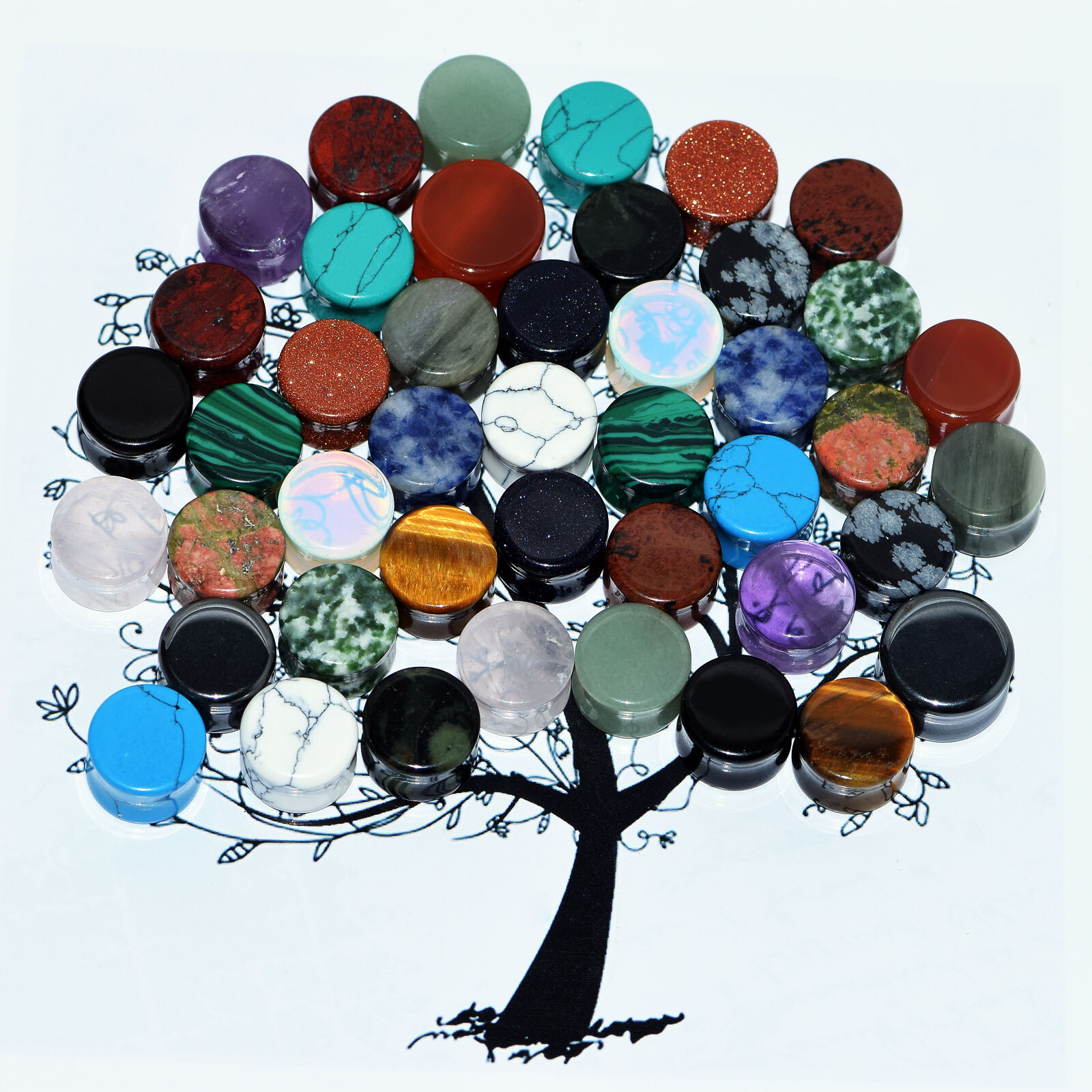 Random Lots Organic Stone Ear Gauge Kits Saddle Flared Plugs 5/10/15/20Pairs