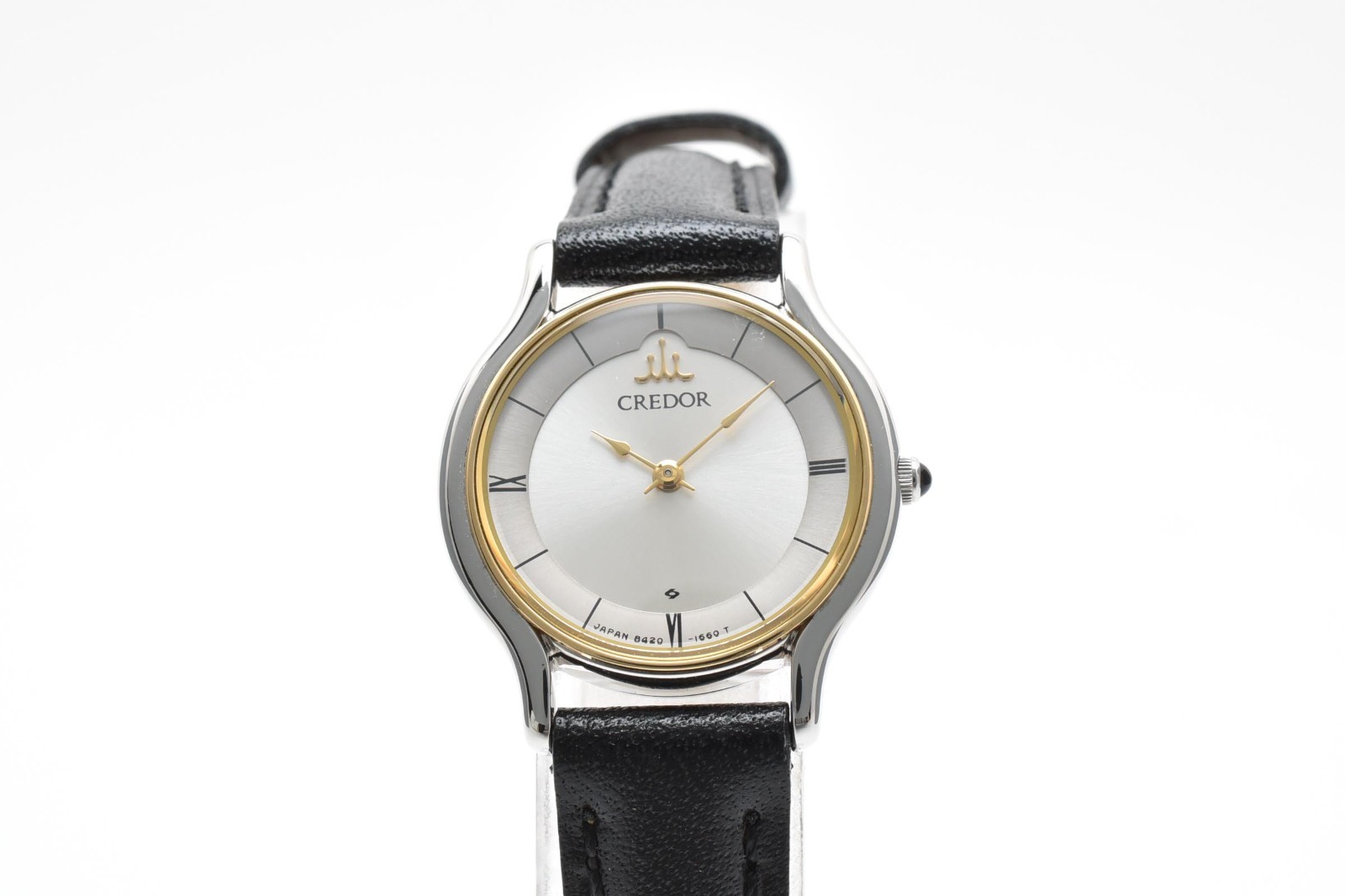 [NEAR MINT] SEIKO CREDOR 8420-0150 Quartz Gold Silver Two-Tone Watch w/Org Band