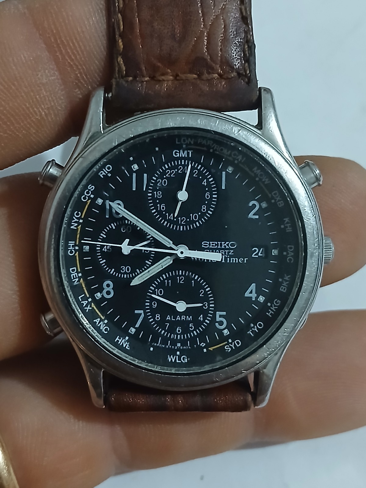 Vintage Seiko Alarm Clock Seiko GMT Seiko 5T52-6A10 Wrist Watch