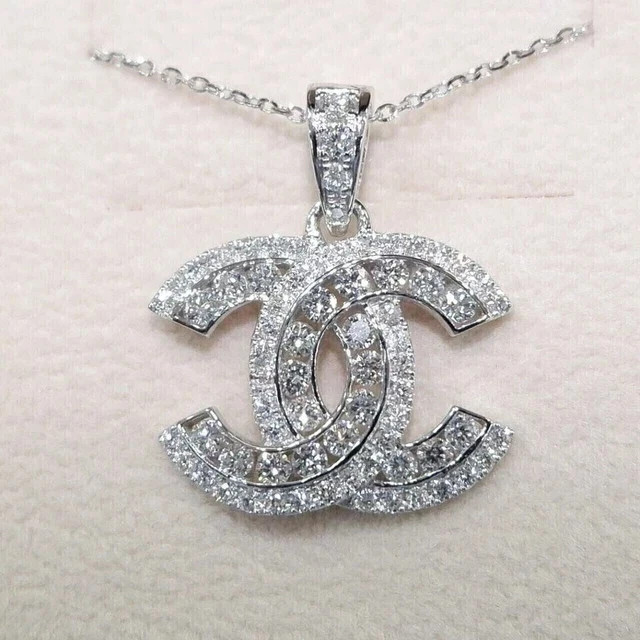 2.50Ct Real Moissanite Women’s Pendant Necklaces 14K White Gold Plated Silver