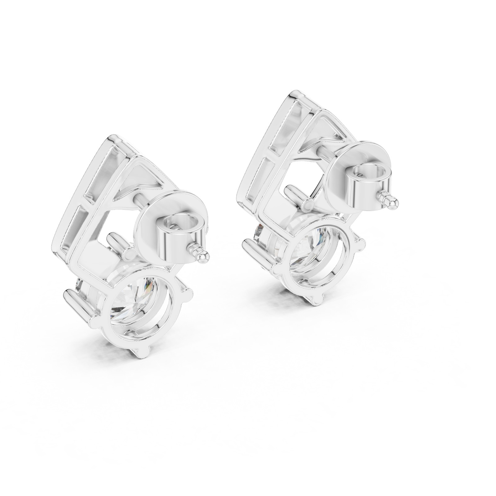 6carat Rose Gold Round Lab Grown Diamond Stud Earrings Total Weight 14 kt