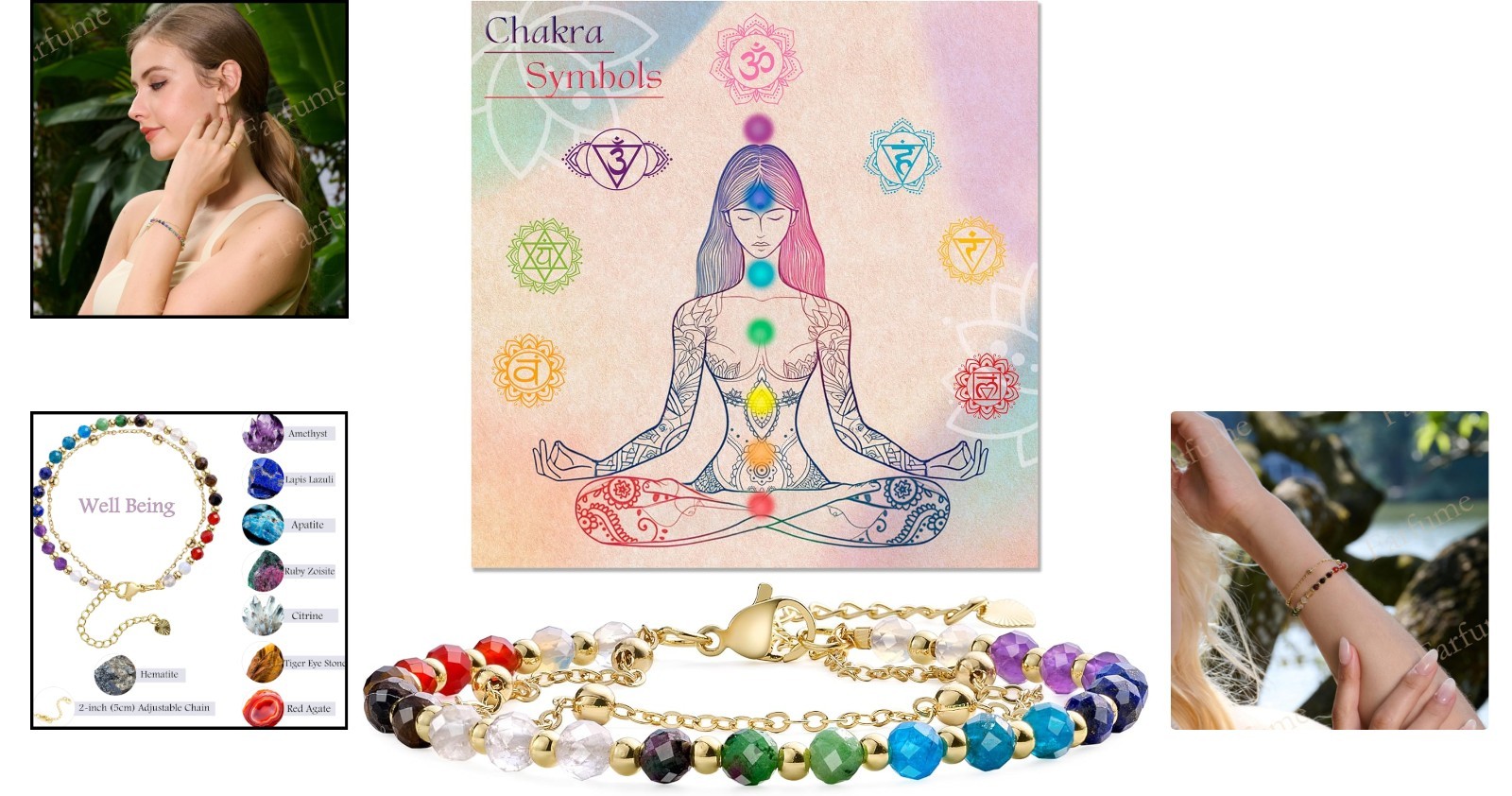 Natural Stone Chakra Bracelet – Adjustable Fit, Perfect for Yoga & Meditation