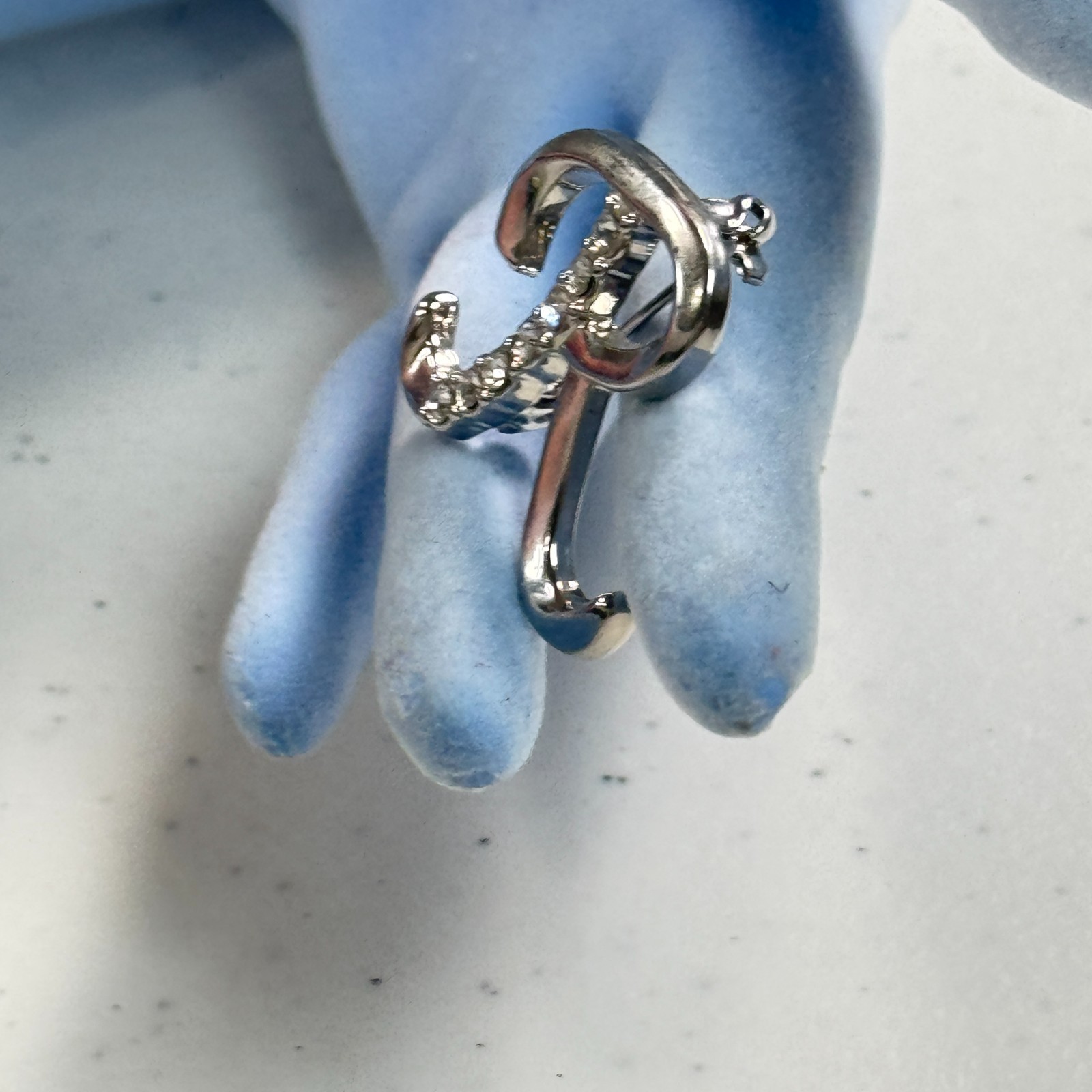 Rhinestone Initial R Brooch Silver Tone Letter Pin Personalized Monogram Jewelry