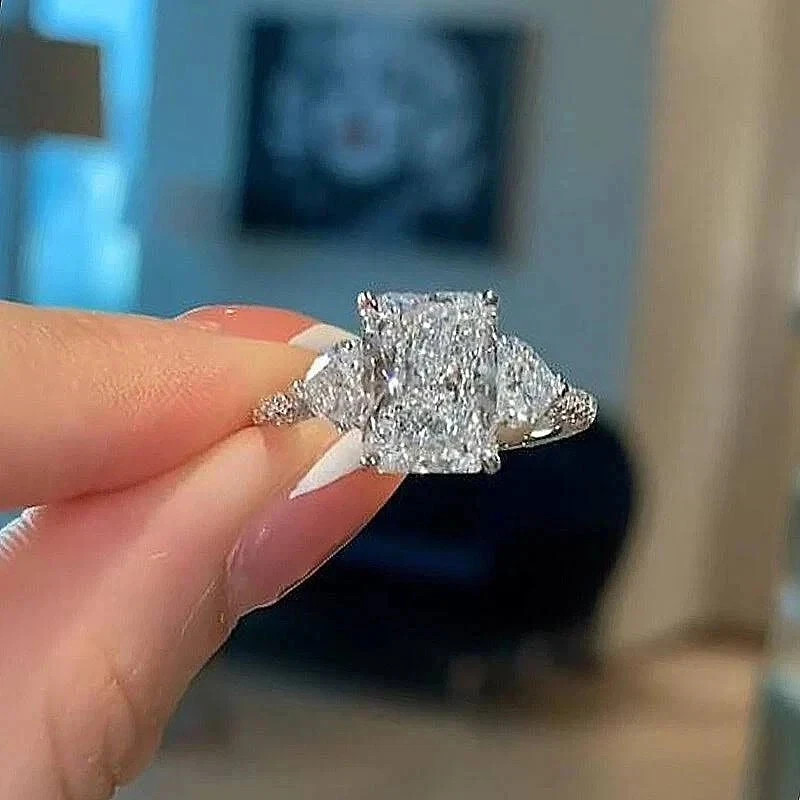 4.90Ct Radiant-Cut Lab Grown Diamond Solitaire Wedding Ring Set 14k White Gold