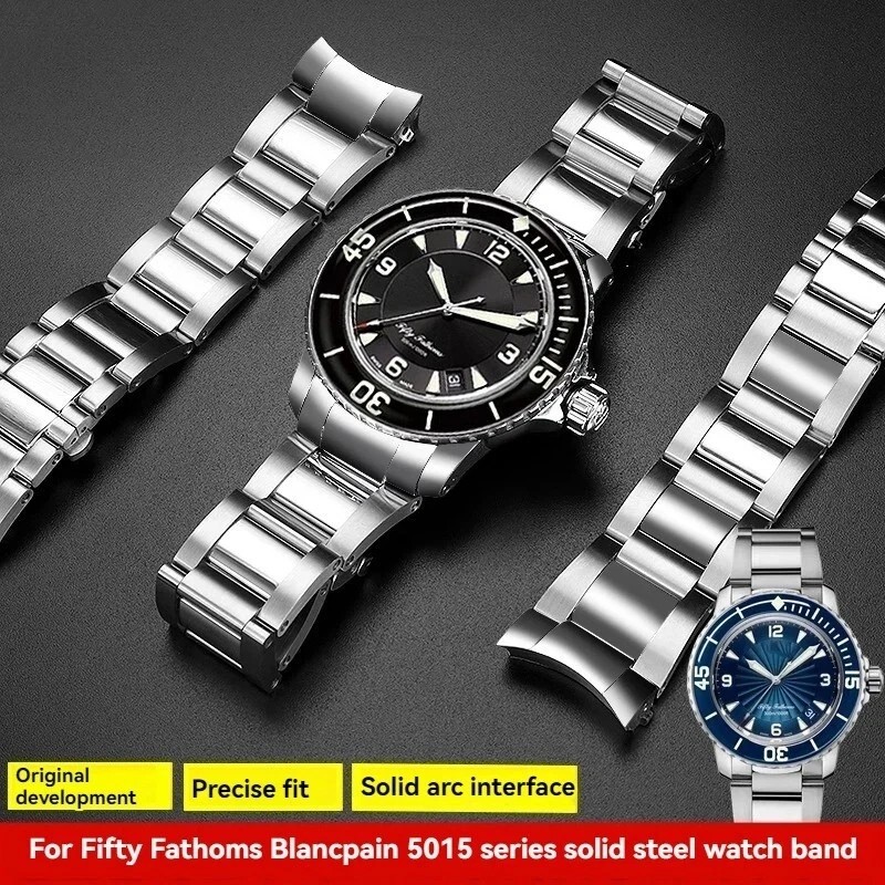 23mm Steel Butterfly Buckle Strap For Blancpain 5000 5015 Series Watchband Tool