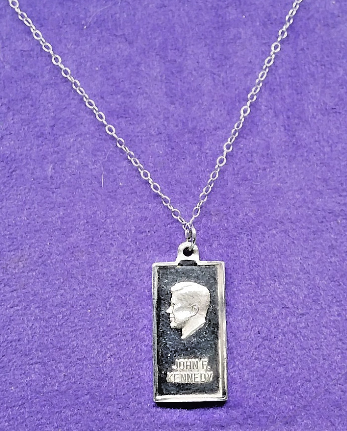 John F. Kennedy Profile .999 Fine Silver 2 Gram Bar Pendant, 18″ Sterling Chain