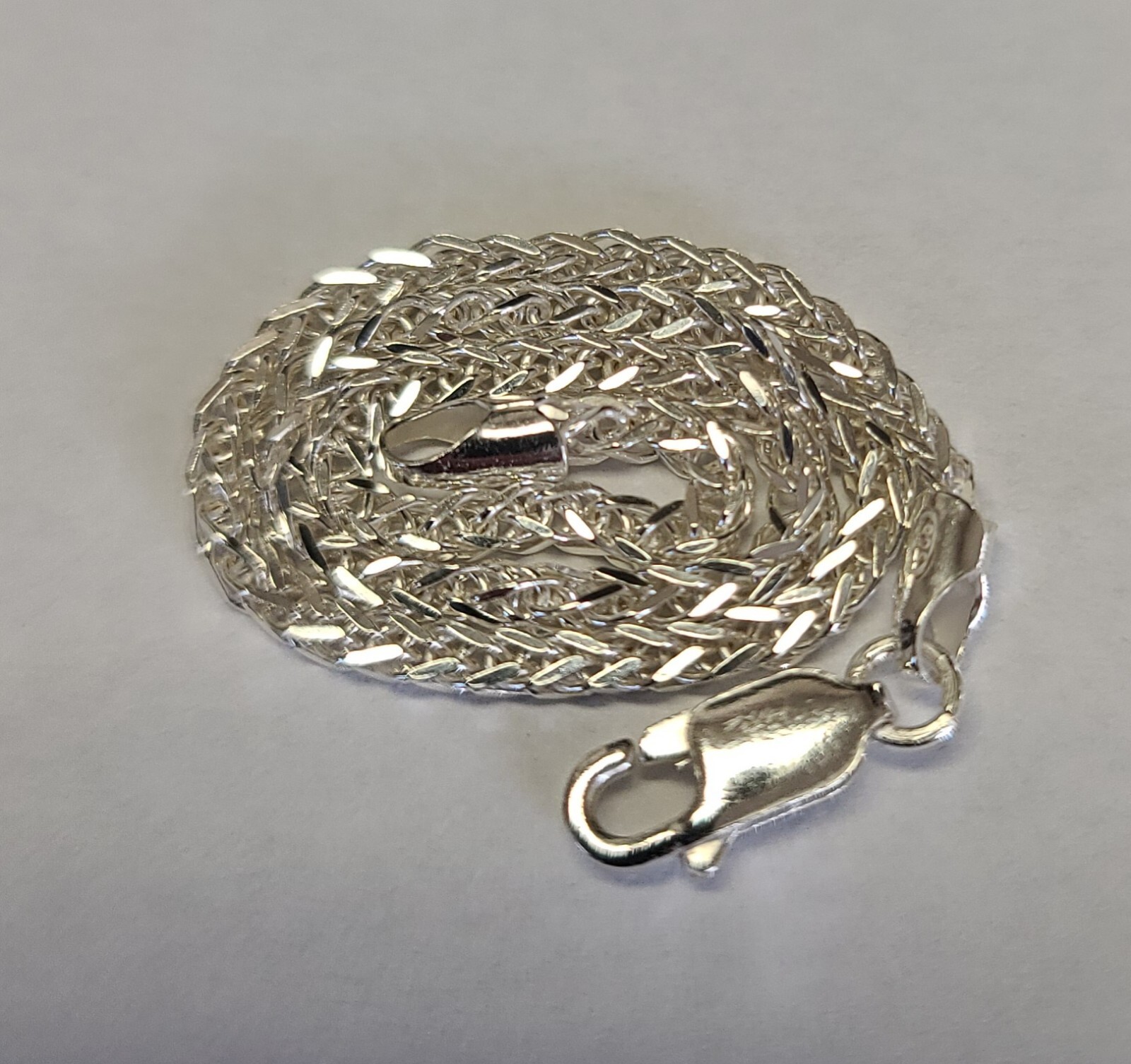 New Sterling 925 Solid Silver Wheat Link 7.4″ Bracelet 2mm Wide ITALY Made