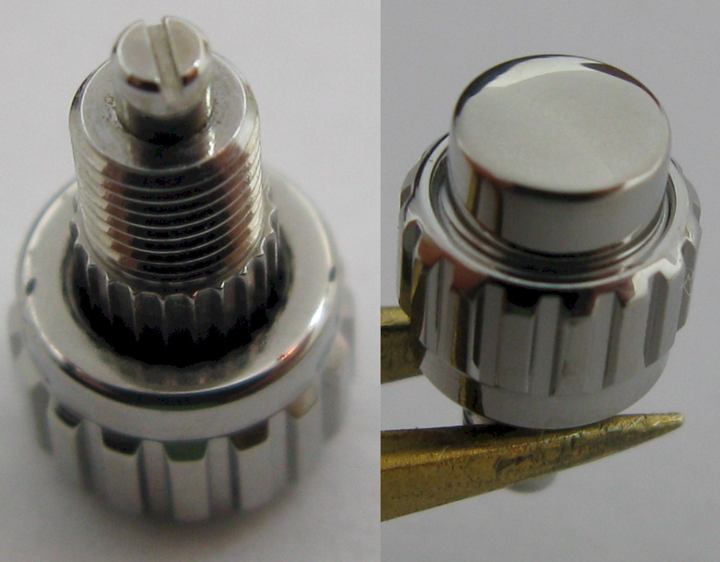 Chronograph screw pusher in stainless steel diameter 5.9 mm x1