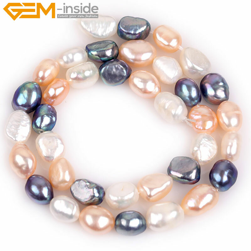 Freeform Assorted Color 8mm Pearls Loose Beads For Jewelry Making 15″ Enhanced