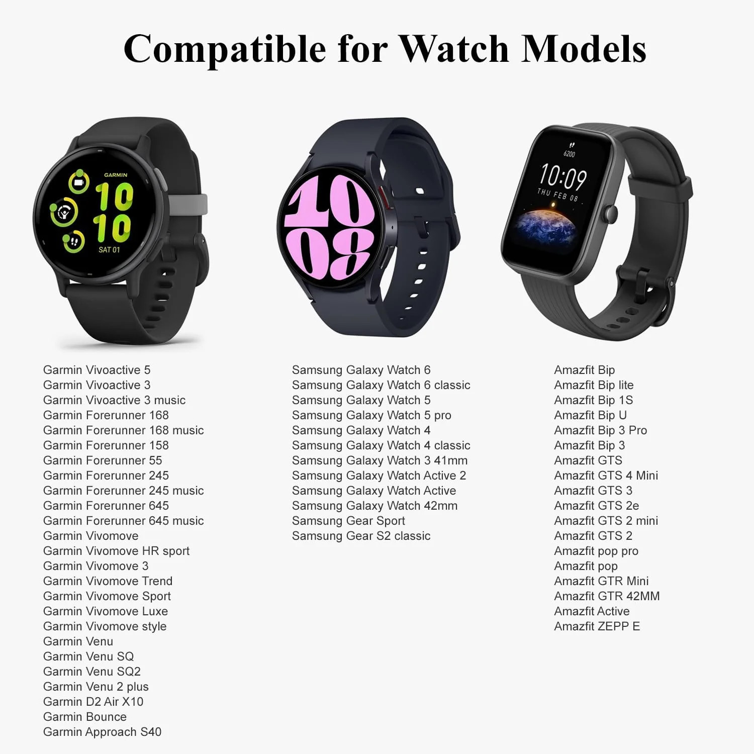 Compatible with Garmin Forerunner 245/645/55 Watch Band, 20mm Soft Silicone for