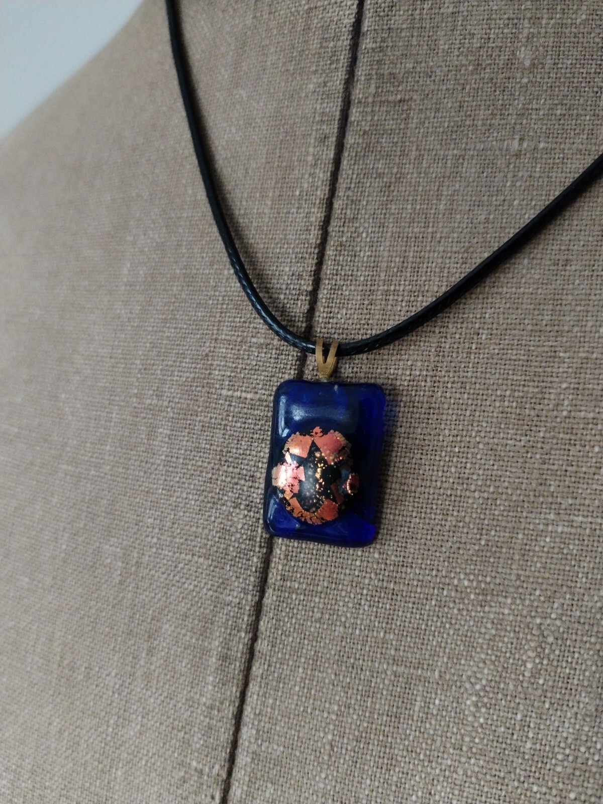 Dark Blue Starlet Star Jewellery Glass Medal Pendant Dichroic Inc Chain