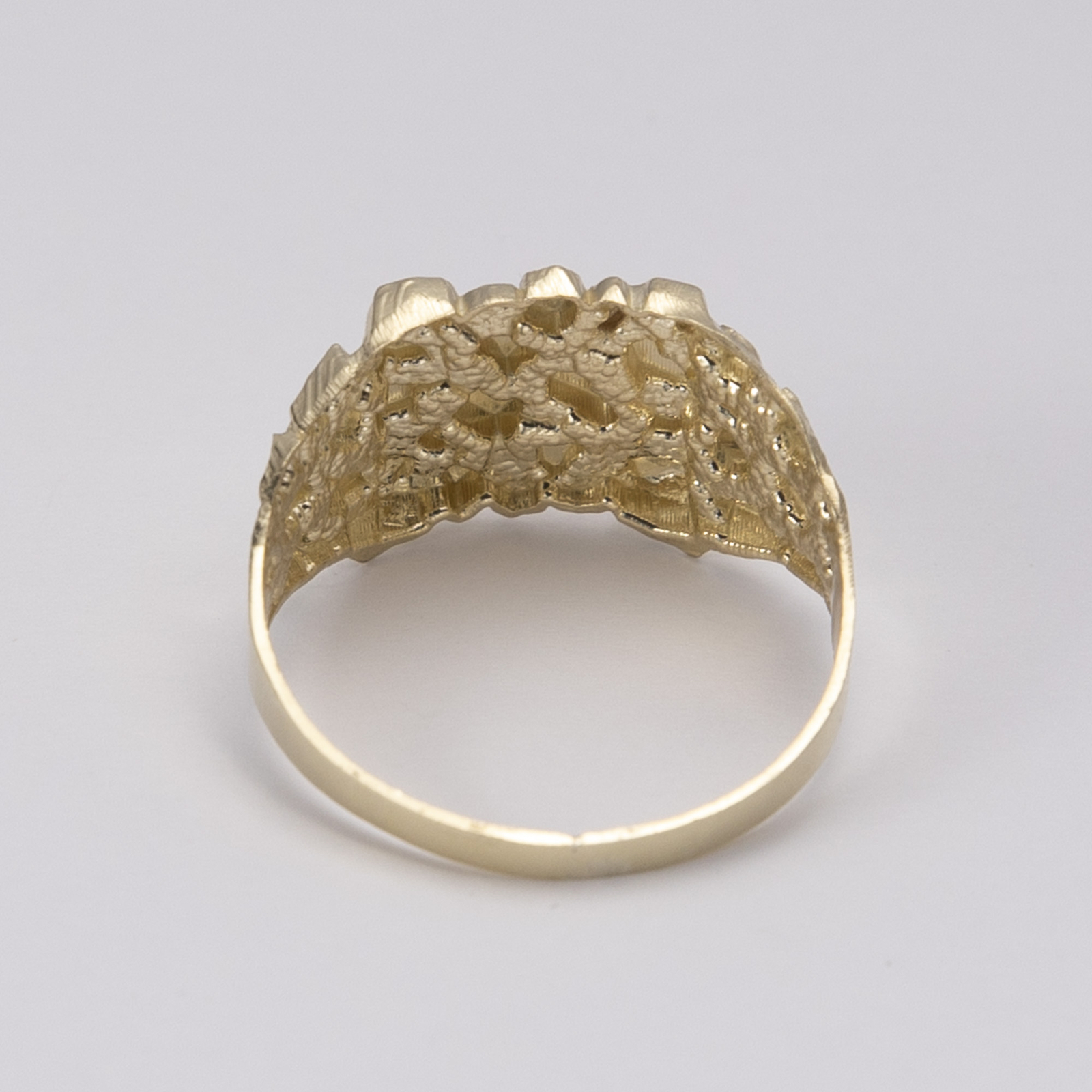SOLID 10K Yellow White Gold Medium Nugget Design Initial Letter Ring All Sizes