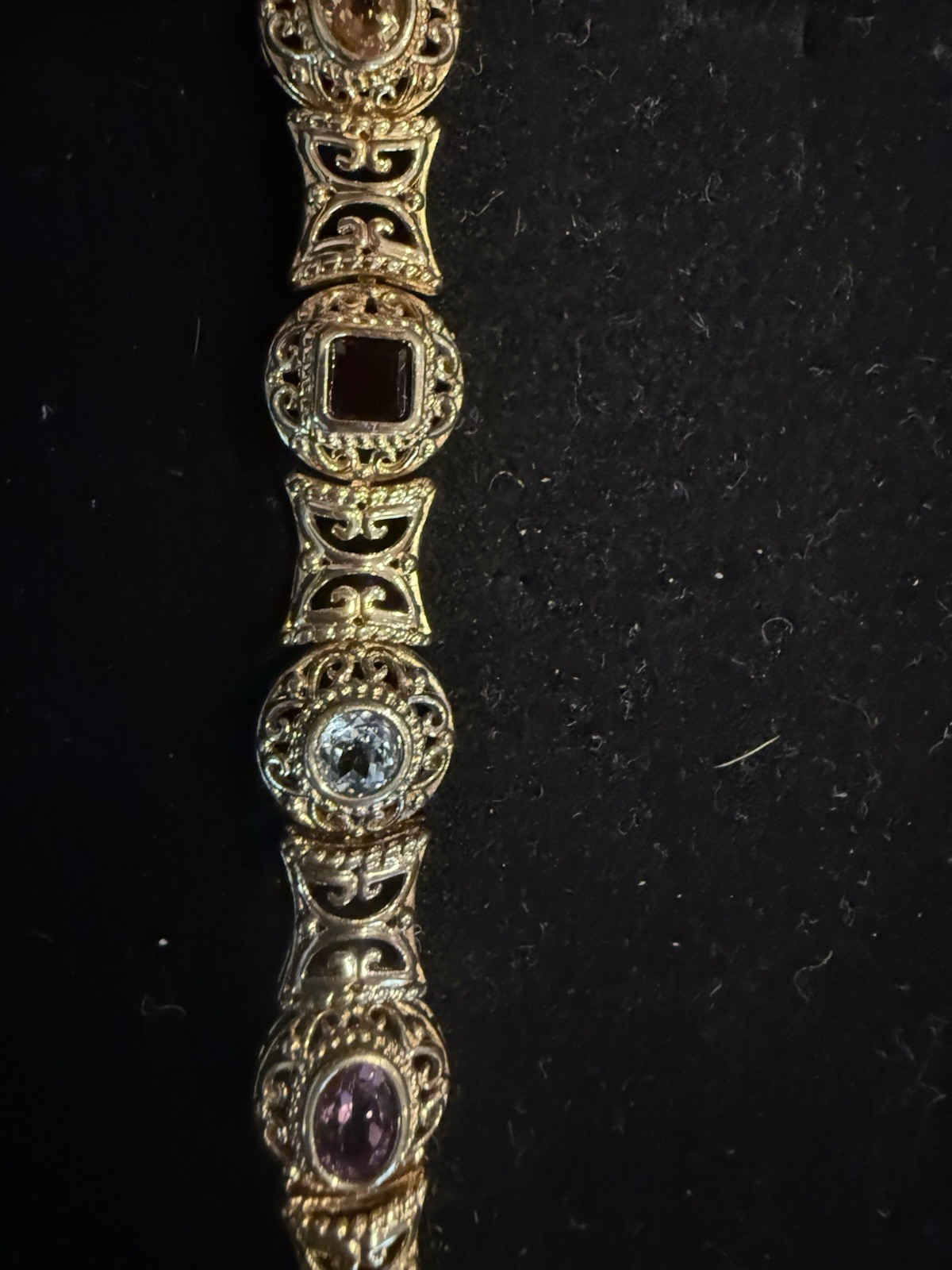 Designer Silver Ornate Silver Bracelet With Semi Precious Gens