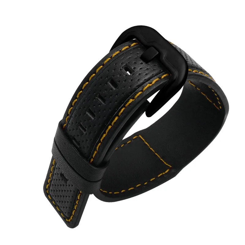24mm Leather Watch Band Cowhide Strap Replacement Pin Buckle Wrist Bracelet Men
