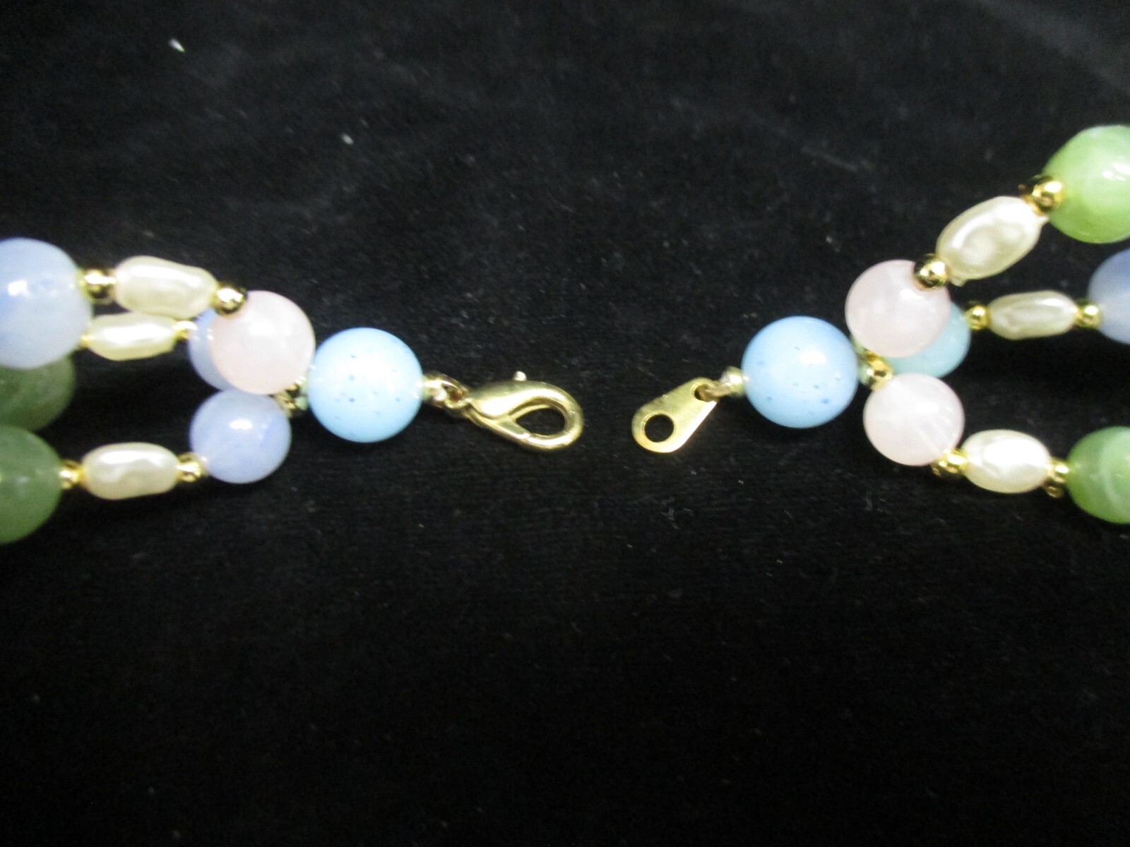 70/80’s Costume Jewelry, Pastel 3 Strand Beaded Necklace & 2 Pair Clip Earrings