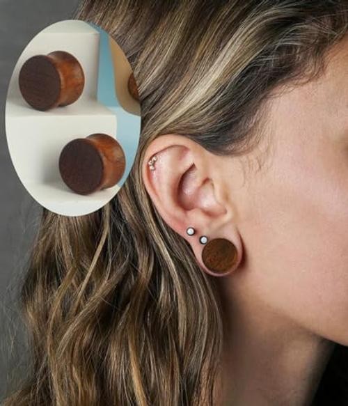 3 Pairs Gauges For Ears Wood Saddle Fit Solid Organic Earrings Plug Gauges