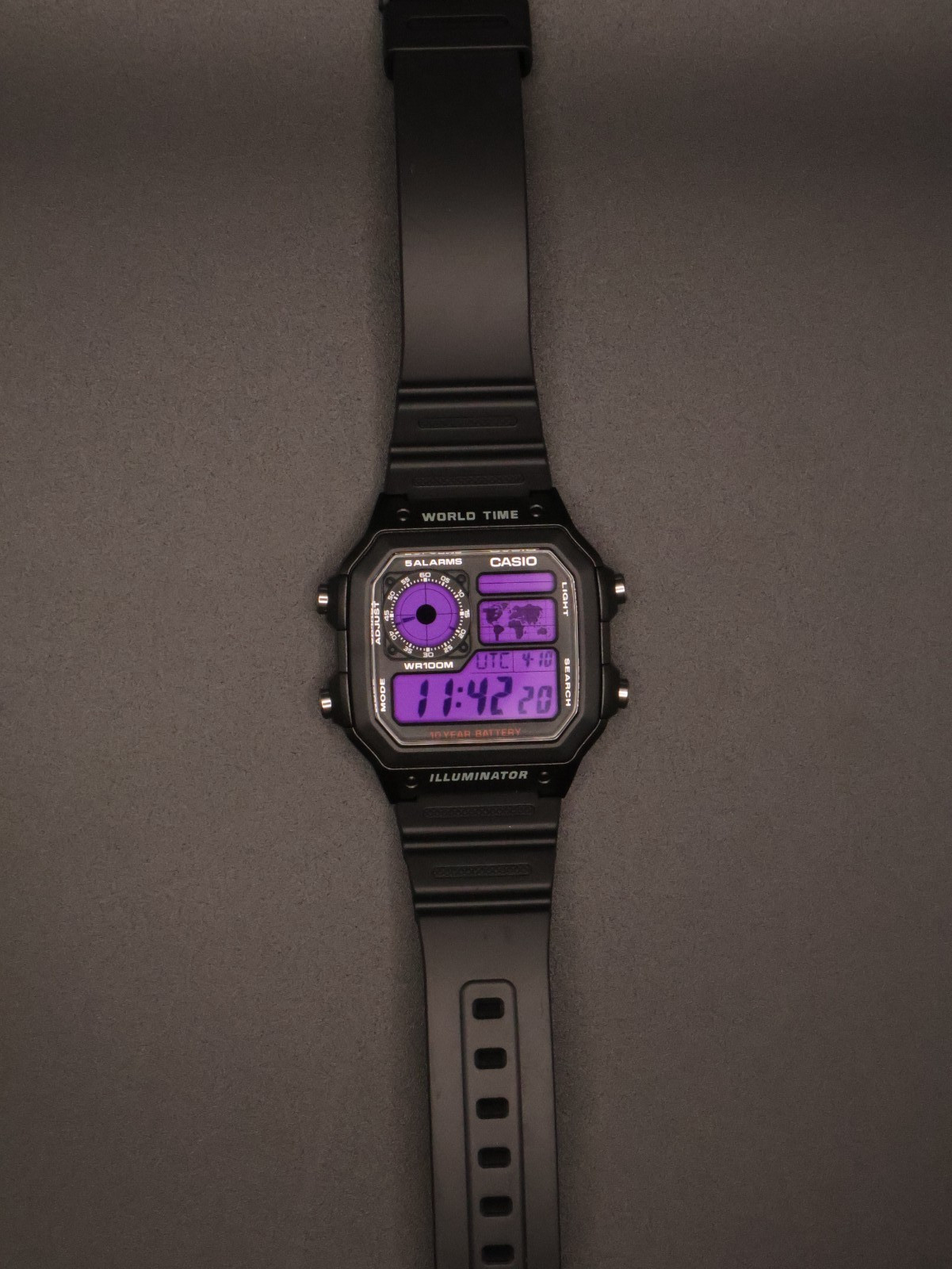 “Dark Matter” | Casio World Time Illuminator | Royale | AE-1200WH | 🟣 | Custom